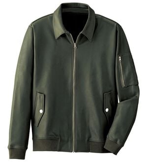 「＜コムルヴァン・オム＞フェイクレザージャケット（メンズジャケット）」｜カーキ