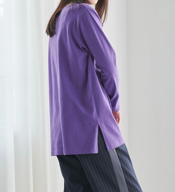 RANAN（ラナン）の「＜ＢＣ＞綿１００％&times;吸湿発熱！あったか裾スリットロングプルオーバー（カットソー）」｜詳細画像