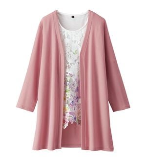 BELLUNA（ベルーナ）の「彩り花柄レースカーディガンアンサンブル（アンサンブル）」｜ピンク