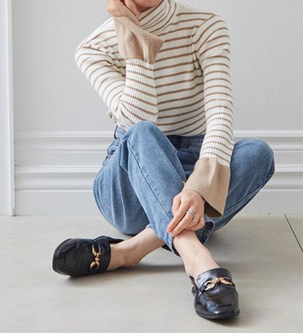 RANAN（ラナン）の「＜ムースタッチ＞洗える！バイカラータートルリブニット（ニット・セーター）」｜詳細画像