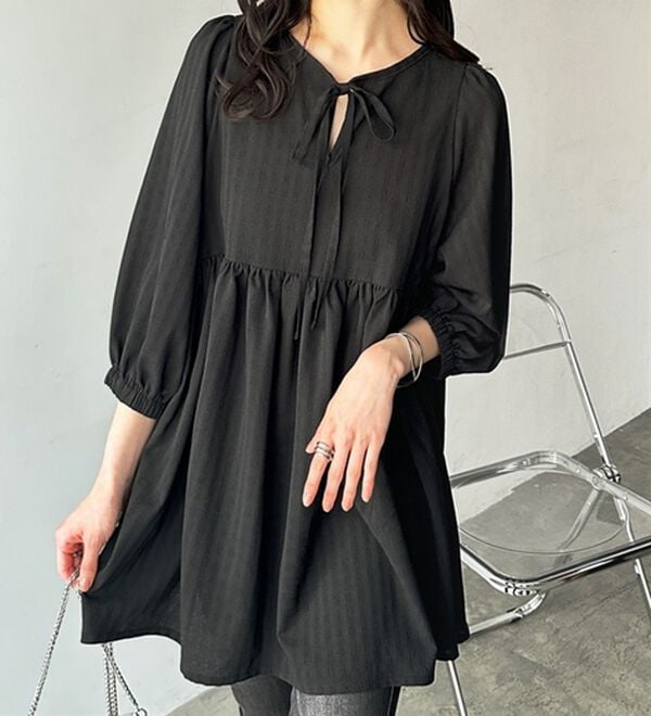 GeeRA（ジーラ）の「前後２ＷＡＹチェックペプラムチュニック（チュニック）」｜詳細画像