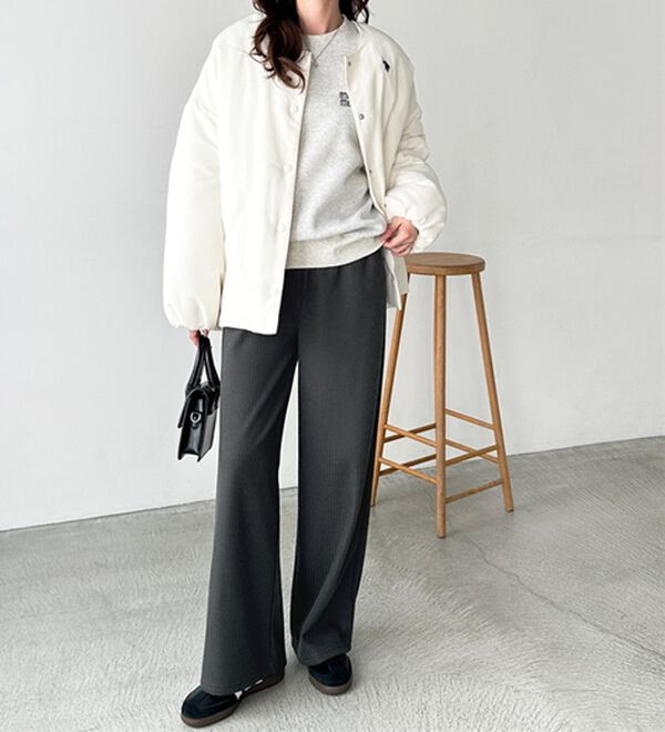 GeeRA（ジーラ）の「ふわふわあったか！裏起毛リブワイドパンツ（フルレングスパンツ）」｜詳細画像