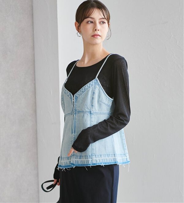 RANAN（ラナン）の「デニム素材キャミビスチェ（タンクトップ・キャミソール）」｜詳細画像