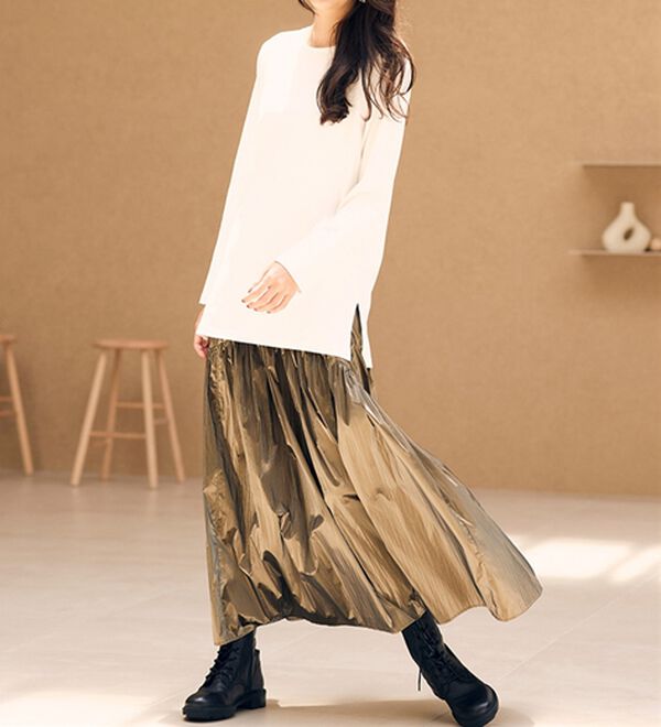 RANAN（ラナン）の「＜ＢＣ＞綿１００％&times;吸湿発熱！あったか裾スリットロングプルオーバー（カットソー）」｜詳細画像