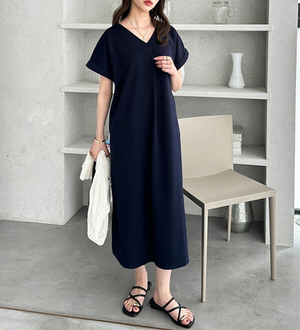 GeeRA（ジーラ）の「ひんやり快適！ジャカードスキッパーワンピ（カットソーワンピース）」｜詳細画像