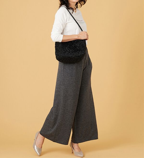 BELLUNA（ベルーナ）の「ウエスト楽々！キレイ見えワイドパンツ（ワイドパンツ・ガウチョ）」｜詳細画像