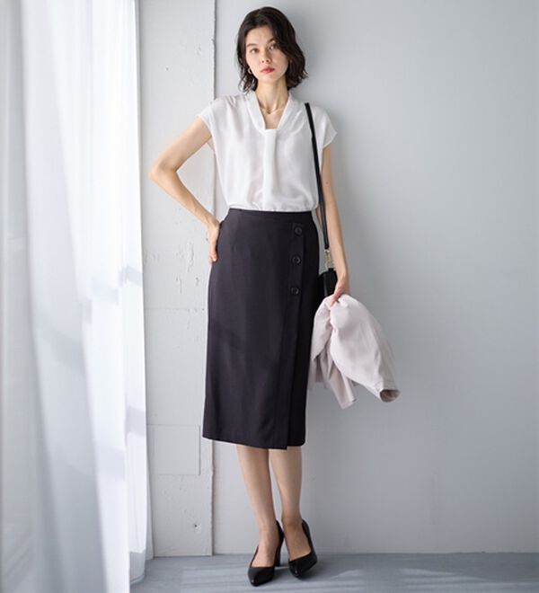 GeeRA（ジーラ）の「【２点】単品使いもできる！ベーシックブラウス＆スカートセットアップ（スカートスーツ）」｜詳細画像