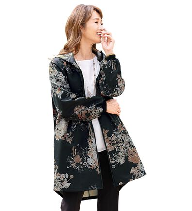 ルフラン（ルフラン）の「小粋な！花柄ロングパーカー（ハーフコート）」