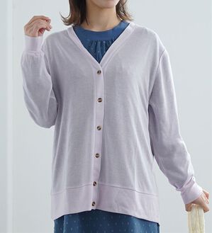 A HAPPY MARILYN（アハッピーマリリン）の「【Ｌ～５Ｌ】長袖・七分袖・半袖　シンプル　カーディガン（ニットカーディガン）」｜ラベンダー