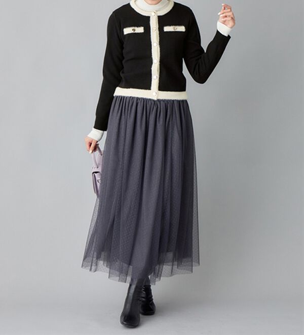 美人百花掲載】洗える！もっちりタッチフェザー配色ショート丈ニット