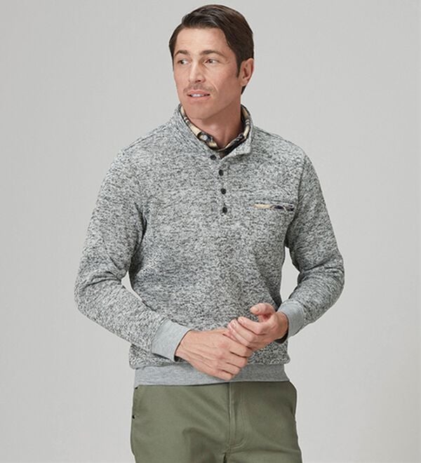 「暖かニットフリースダブル衿トレーナー（メンズトレーナー）」｜詳細画像