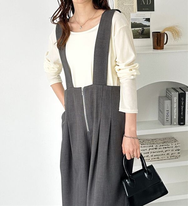 GeeRA（ジーラ）の「フロントジップハイウエストサロペット（オールインワン）」｜詳細画像