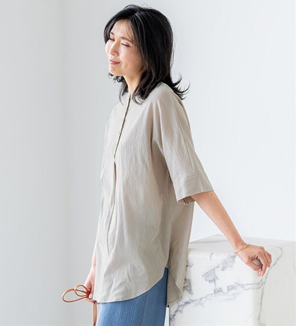 BELLUNA（ベルーナ）の「綿１００％ワッシャー素材ゆったりドルマンブラウス（ブラウス）」｜詳細画像