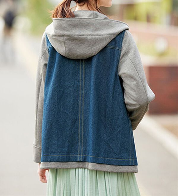 BELLUNA（ベルーナ）の「大人カジュアルに着こなす！デニム切替ジャケット（その他ジャケット）」｜詳細画像