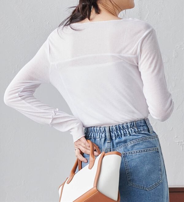 RANAN（ラナン）の「ギャザーデザインシアーTシャツ（Tシャツ）」｜詳細画像