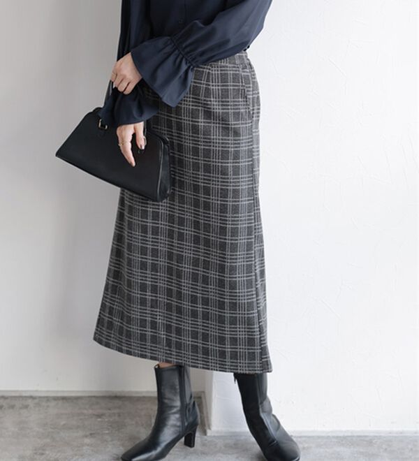 Pierrot（ピエロ）の「丈と柄が選べるカシミヤタッチＩラインスカート（ロングスカート）」｜詳細画像