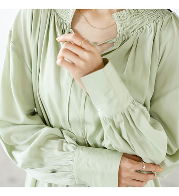 GeeRA（ジーラ）の「リボン付スキッパーブラウス（ブラウス）」｜詳細画像