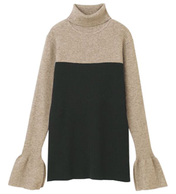 ムースタッチ＞洗える！バイカラータートルリブニット - ベルーナ【公式】