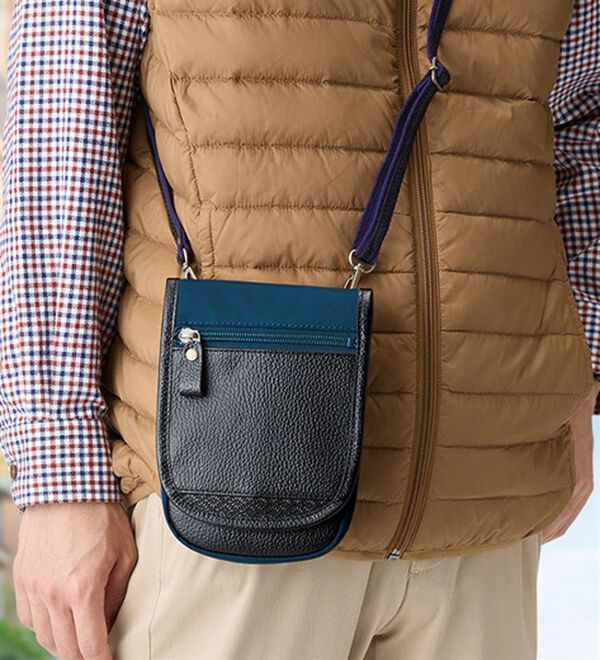 「＜日本製＞印伝使い馬革備忘録ポーチ（その他メンズファッション小物）」｜詳細画像