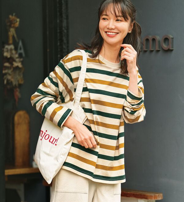 BELLUNA（ベルーナ）の「綿１００％配色ボーダープルオーバー（カットソー）」｜詳細画像