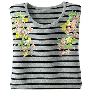 BELLUNA（ベルーナ）の「綿１００％プリントＴシャツ（Tシャツ）」｜ボーダー・花