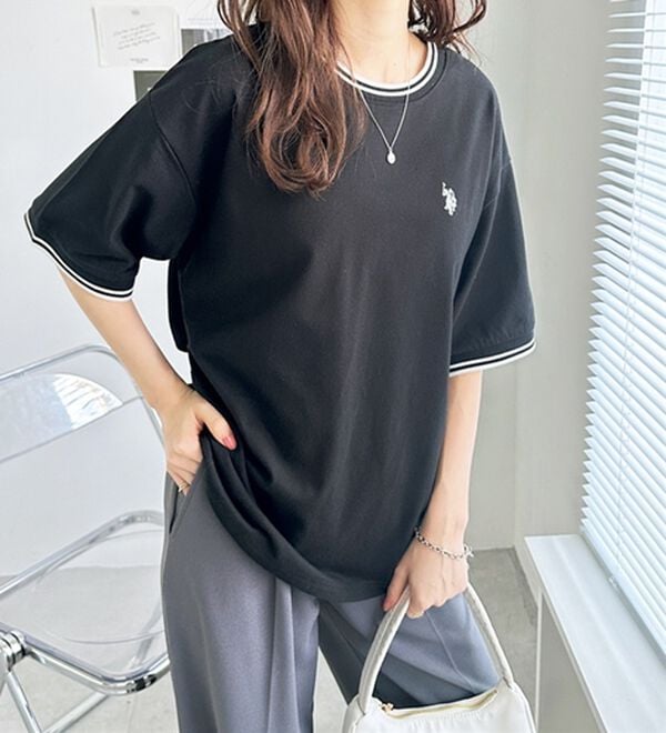 GeeRA（ジーラ）の「【ＵＳ．ＰＯＬＯ．ＡＳＳＮ】ライン配色Ｔシャツ（Tシャツ）」｜詳細画像