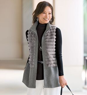 BELLUNA（ベルーナ）の「エコファー切替デザインベスト（ベスト）」｜杢グレー