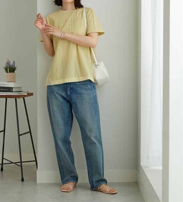 BELLUNA（ベルーナ）の「ジャカード素材チュール重ねプルオーバー（カットソー）」｜詳細画像