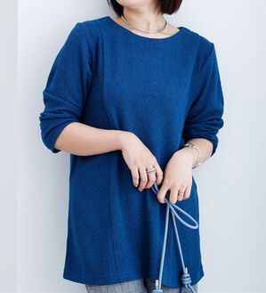 BELLUNA（ベルーナ）の「ふんわり杢調素材切替チュニック（チュニック）」｜ターコイズ