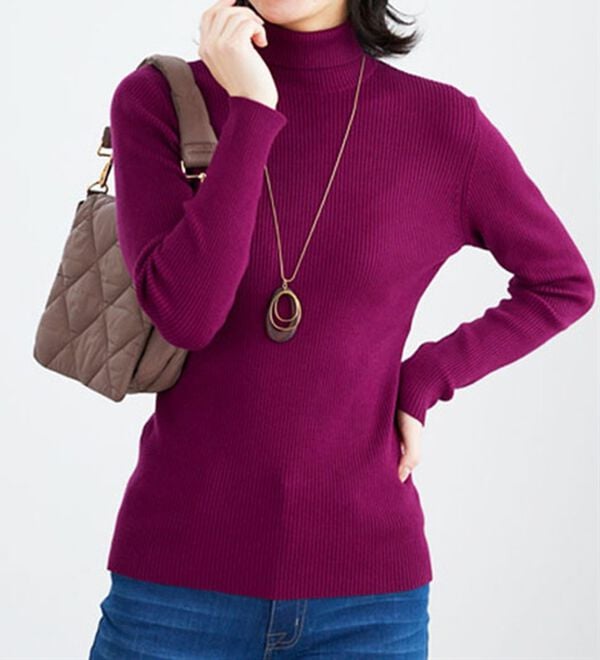 BELLUNA（ベルーナ）の「リブニットタートルプルオーバー（ニット・セーター）」｜詳細画像