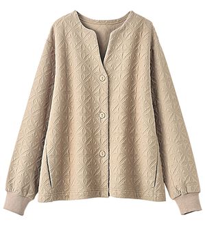 BELLUNA（ベルーナ）の「幾何柄ジャカード素材カーディガン（その他カーディガン）」｜グレージュ