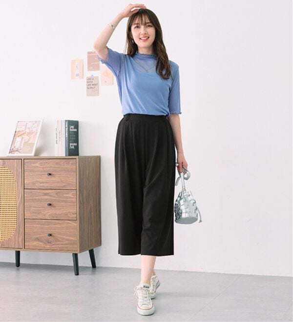 alotta（アロッタ）の「【４つの機能付】ひんやりドレープパンツ（ワイドパンツ・ガウチョ）」｜詳細画像
