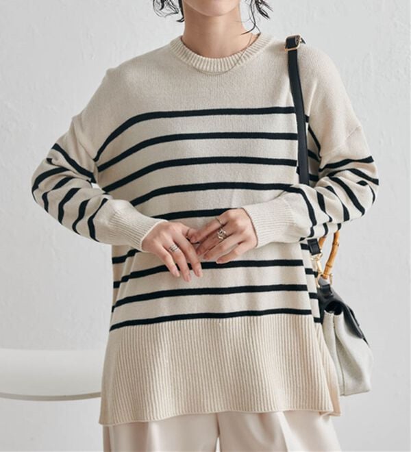 RANAN（ラナン）の「ワイドリブ使いカラーニットチュニック（ニット・セーター）」｜詳細画像