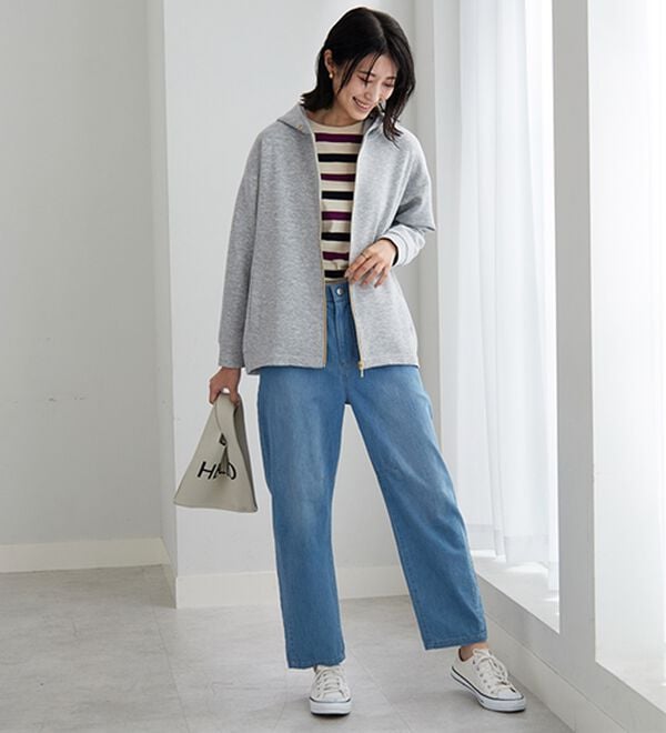 BELLUNA（ベルーナ）の「【快適Ｌａｂ．】とろみ素材裾タックパーカー（パーカー）」｜詳細画像