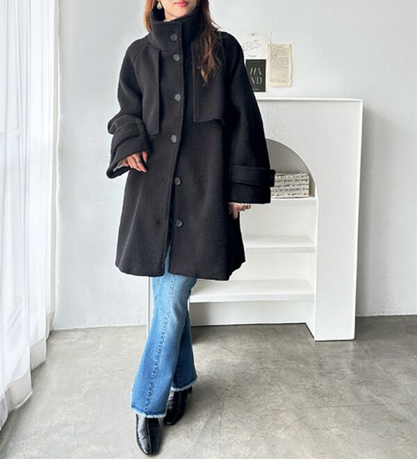 GeeRA（ジーラ）の「リングウールライクスタンドカラーコート（ハーフコート）」｜詳細画像