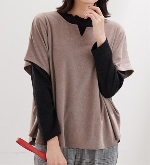 BELLUNA（ベルーナ）の「【2点セット】もちもち素材キーネックポンチョアンサンブル（アンサンブル）」｜詳細画像