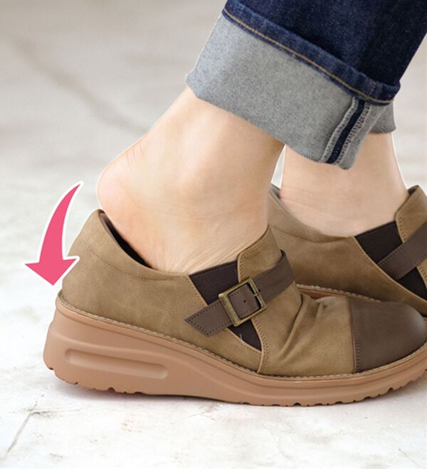 ルフラン（ルフラン）の「サッと履けるはっ水４Ｅ配色ベルトシューズ（フラットシューズ）」｜詳細画像