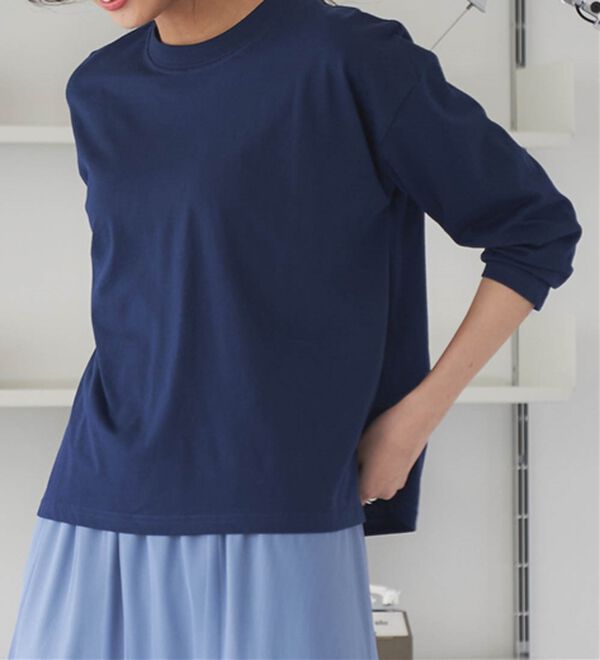 RANAN（ラナン）の「【選べる袖丈】ひんやり！＜BC＞綿100％プチハイネックＴシャツ（カットソー）」｜詳細画像