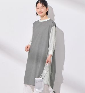 Viola e Viola（ヴィオラ エ ヴィオラ）の「ストライプ切替ワンピース（その他ワンピース）」｜ブラック系