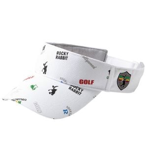 「＜ロッキーラビット＞イニシャルパターンサンバイザー（メンズ帽子）」｜ホワイト