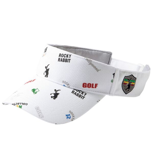 「＜ロッキーラビット＞イニシャルパターンサンバイザー（メンズ帽子）」｜ホワイト