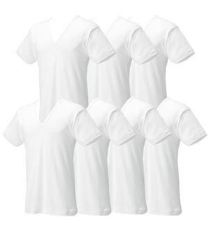 「＜グンゼ＞爽快ドライ（Ｒ）インナー１週間パック（メンズ肌着・インナーウェア）」｜ホワイト半袖V首7枚組