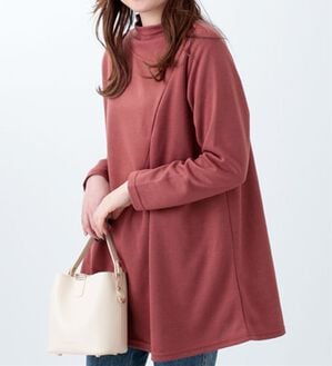 BELLUNA（ベルーナ）の「ボトルネック切替デザインチュニック（チュニック）」｜テラコッタ