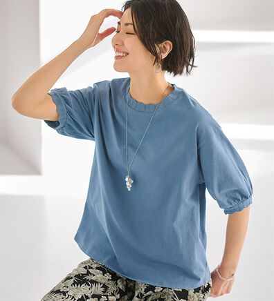 BELLUNA（ベルーナ）の「デザインリブ使いふんわり袖プルオーバー（カットソー）」