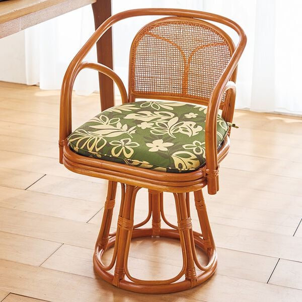 「コンパクト籐回転座椅子（座椅子）」｜詳細画像