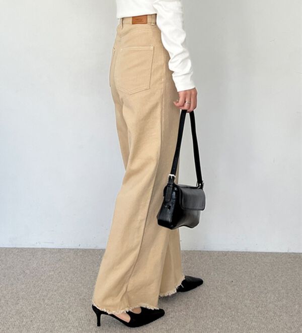 GeeRA（ジーラ）の「オリジナルパッチハイウエストデニム（ワイドパンツ・ガウチョ）」｜詳細画像