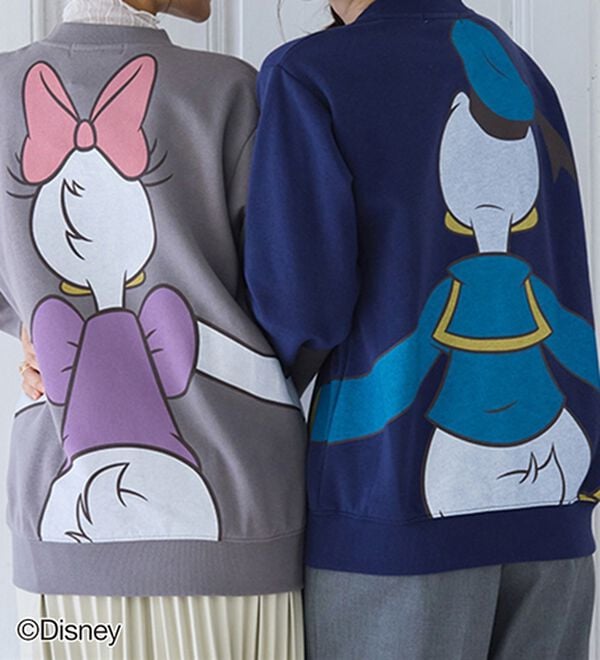 Disney＞【ドナルド＆デイジー】抱き着きプリント裏起毛