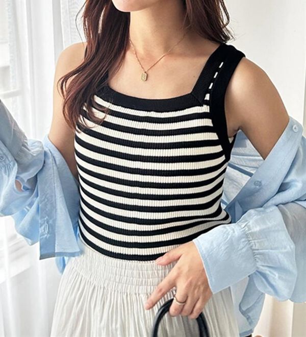 GeeRA（ジーラ）の「２ＷＡＹ配色ニットタンクトップ（ニット・セーター）」｜詳細画像