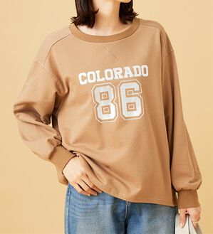 BELLUNA（ベルーナ）の「箔プリントロゴデザインプルオーバー（カットソー）」｜ベージュ