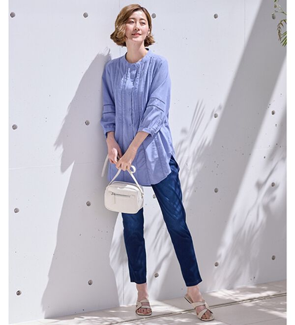 BELLUNA（ベルーナ）の「機能付リネン混ピンタック使いシャツチュニック（チュニック）」｜詳細画像